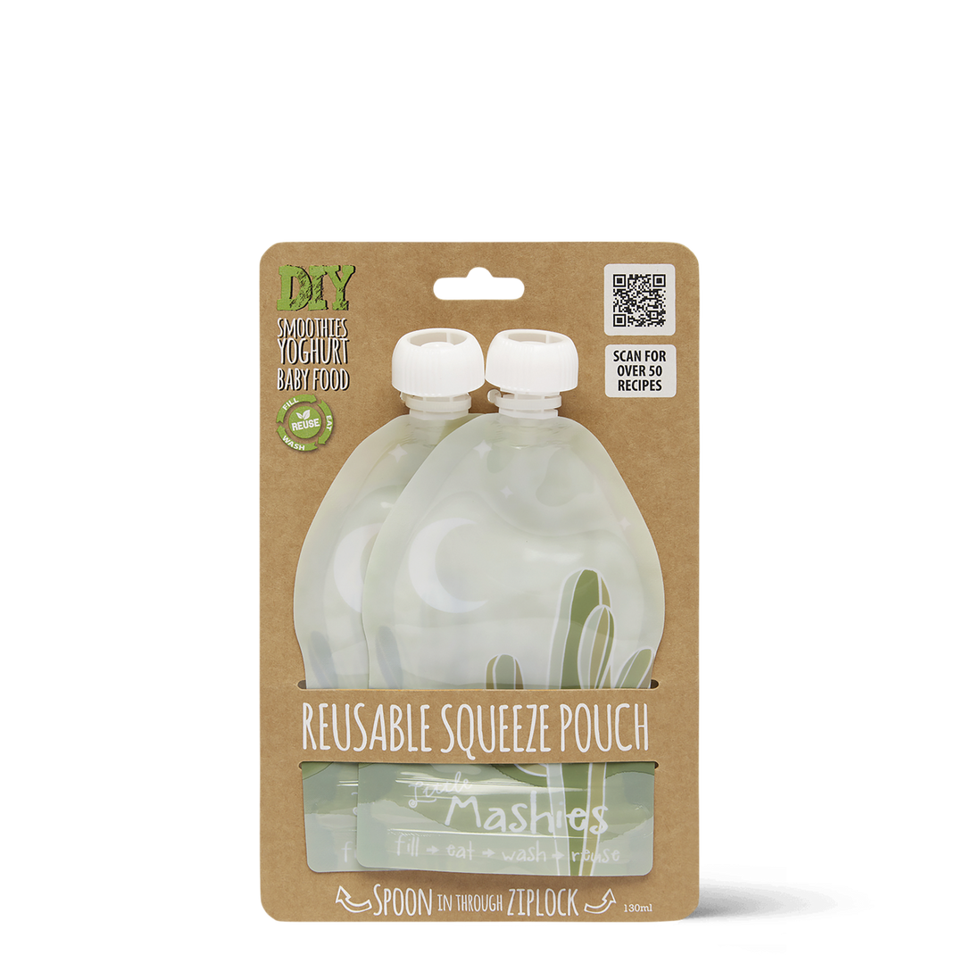 Reusable Squeeze Pouch - Cactus - 130ml - 2 Pack