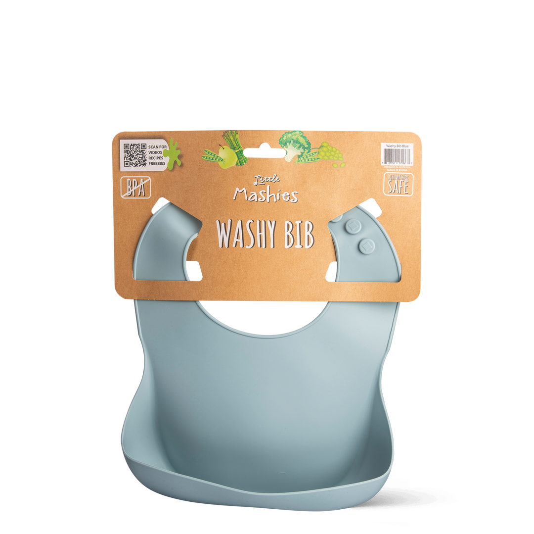 Silicone Washy Bib - Dusty Blue