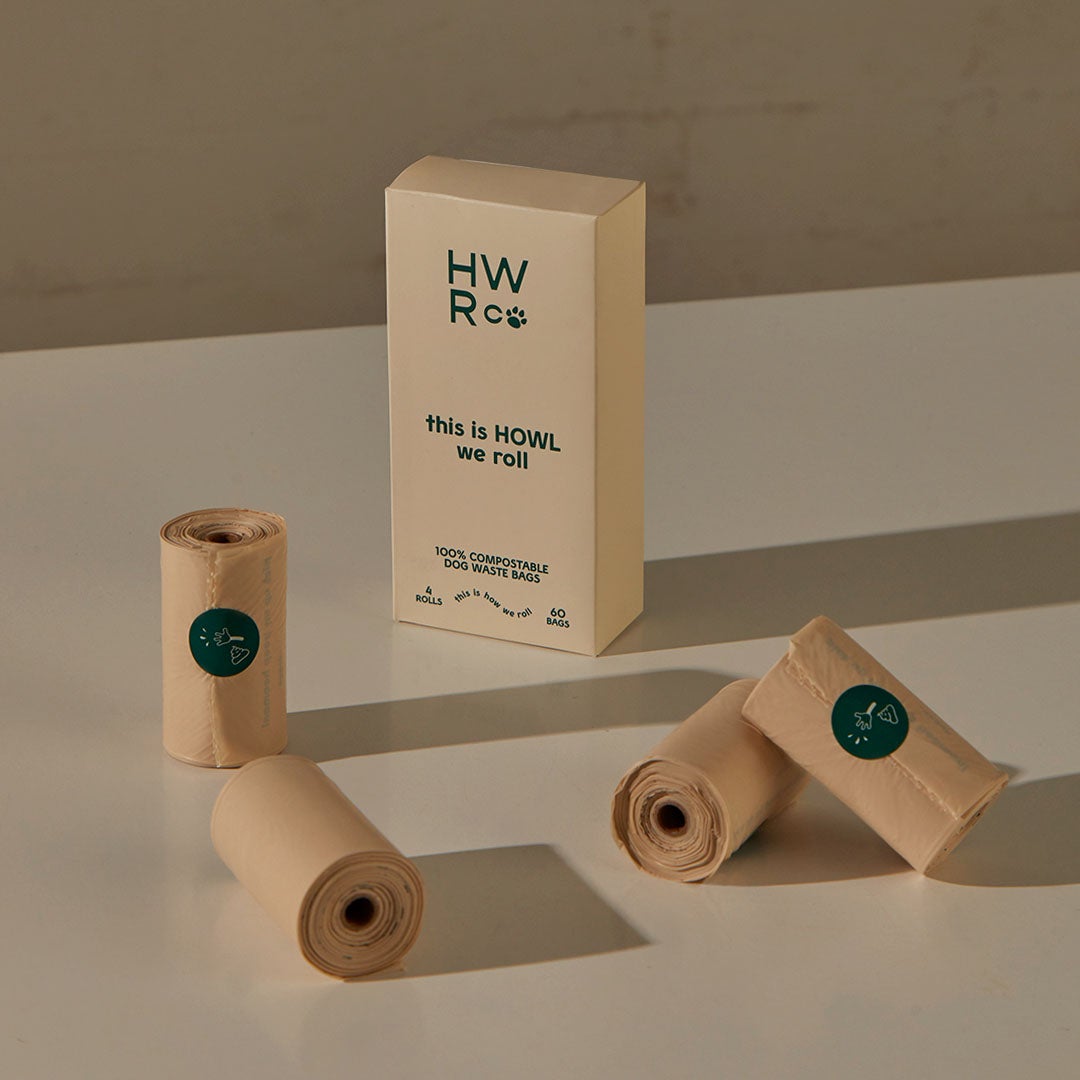 Certified 100% Compostable Dog Waste Bag 15 Bag Rolls - 4 Rolls