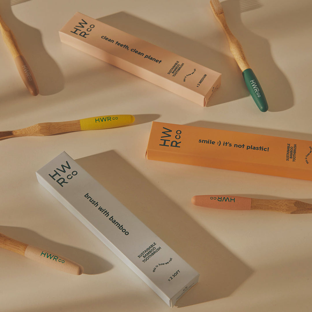 Sustainable Bamboo Soft Toothbrush - Peach & Lemon - 2 Pack