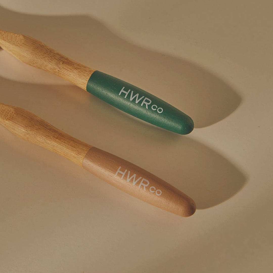 Sustainable Bamboo Medium Toothbrush - Coffee & Green - 2 Pack
