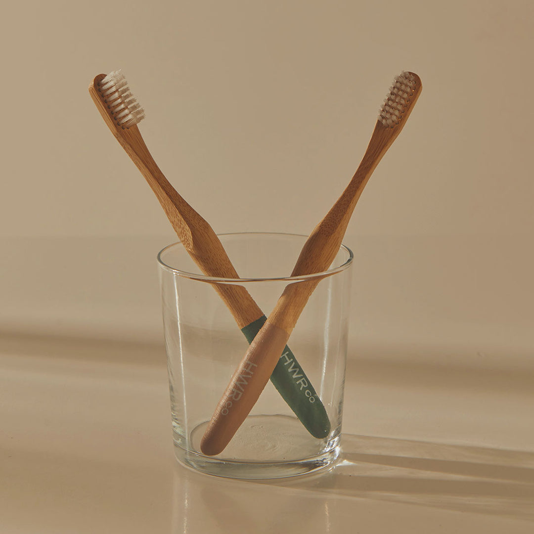 Sustainable Bamboo Medium Toothbrush - Coffee & Green - 2 Pack