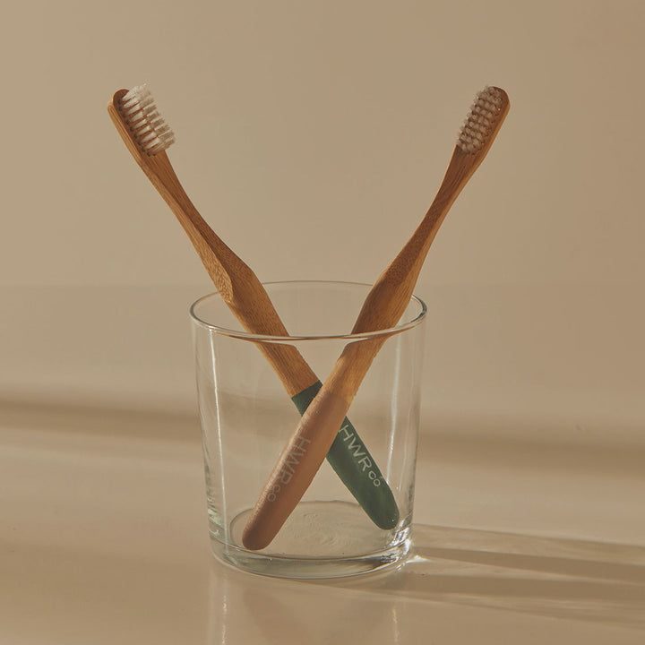 Sustainable Bamboo Medium Toothbrush - Coffee & Green - 2 Pack
