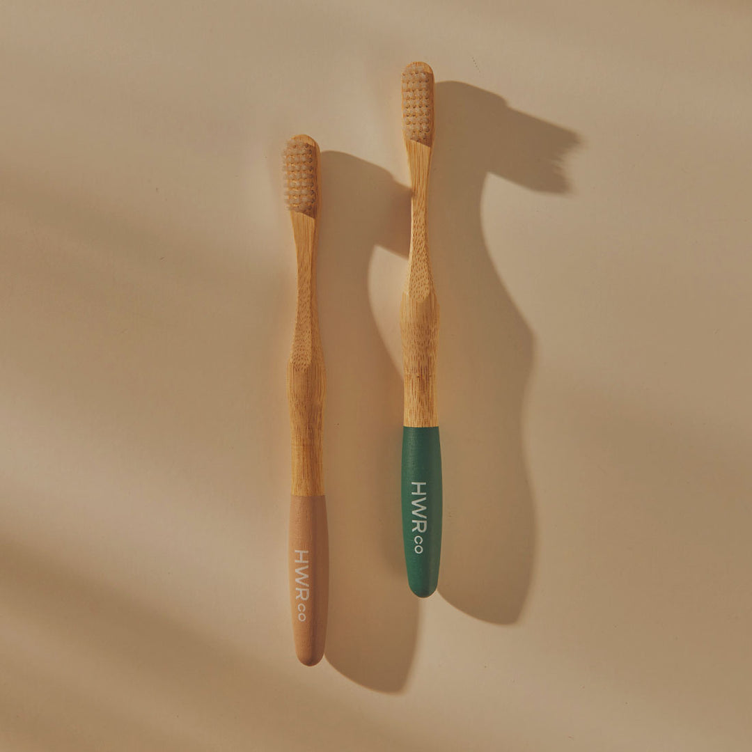 Sustainable Bamboo Medium Toothbrush - Coffee & Green - 2 Pack