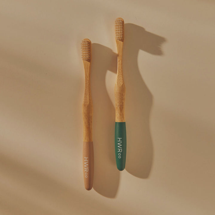 Sustainable Bamboo Medium Toothbrush - Coffee & Green - 2 Pack