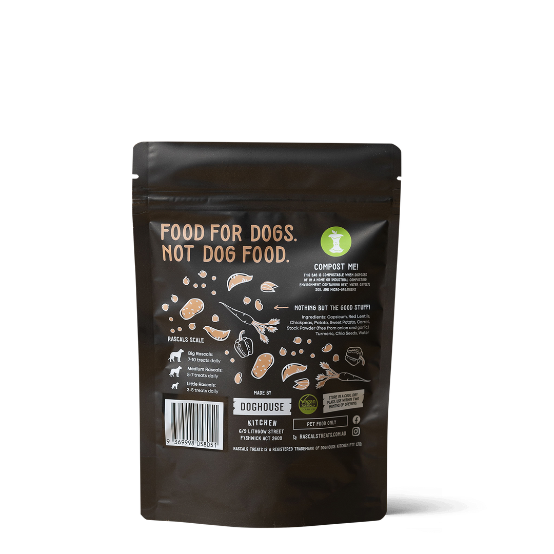 'Bark-B-Q Bites!' 100% Plant-Based Dog Treats - Carrot & Capsicum - 125g
