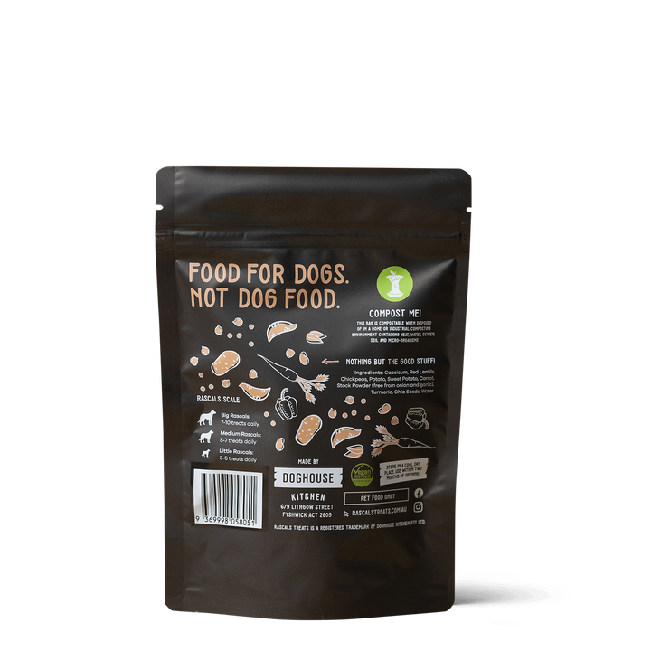 'Bark-B-Q Bites!' 100% Plant-Based Dog Treats - Carrot & Capsicum - 125g