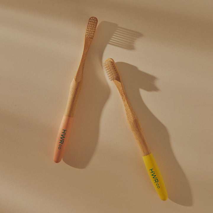 Sustainable Bamboo Soft Toothbrush - Peach & Lemon - 2 Pack