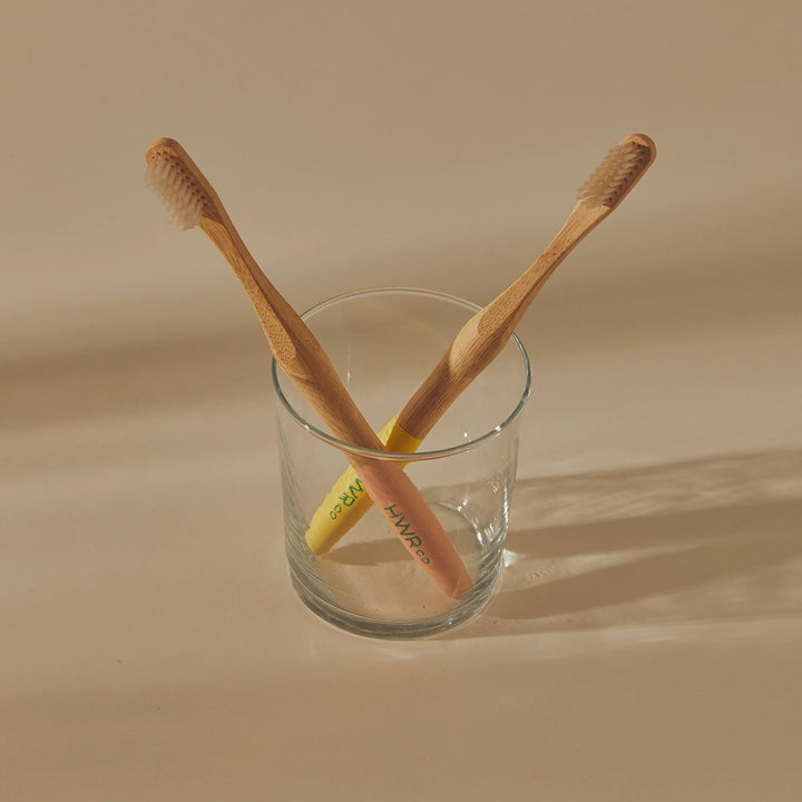 Sustainable Bamboo Soft Toothbrush - Peach & Lemon - 2 Pack