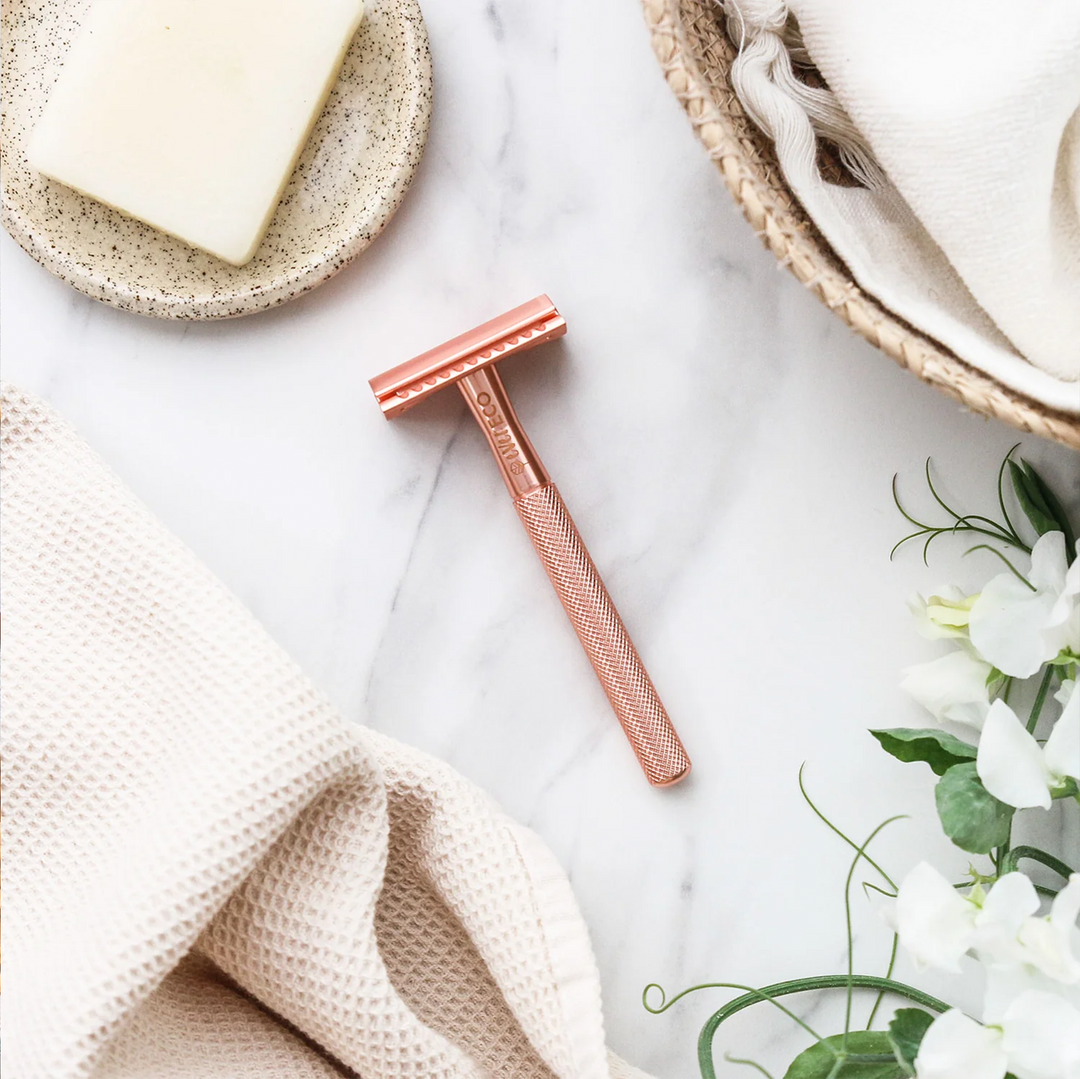 Safety Razor With Replacement Blades - Rose Gold