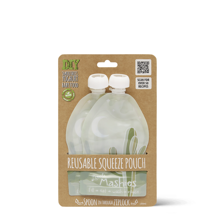 Reusable Squeeze Pouch - Cactus - 130ml - 2 Pack