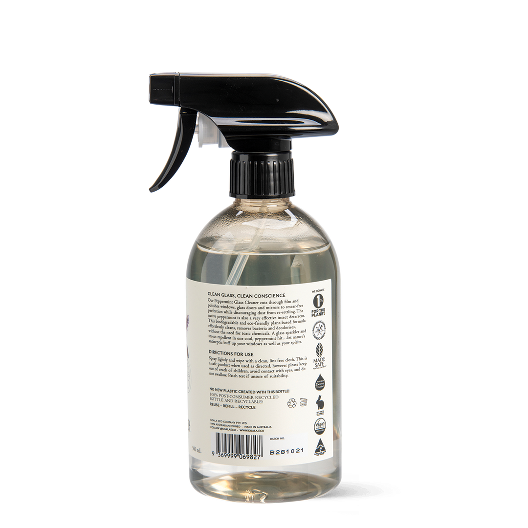 Natural Glass Cleaner Spray - Peppermint Essential Oil - 500ml