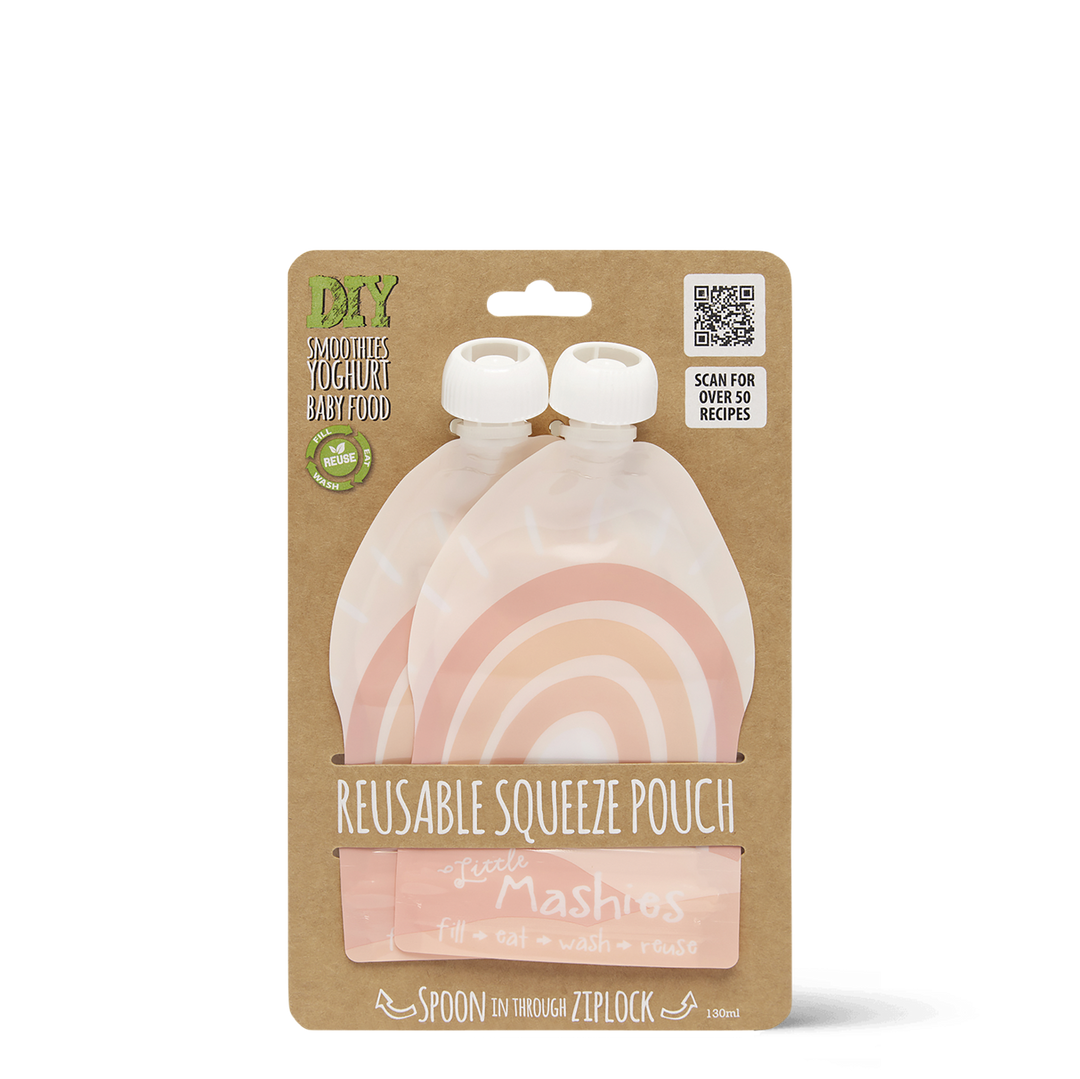 Reusable Squeeze Pouch - Rainbow 130ml - 2 Pack