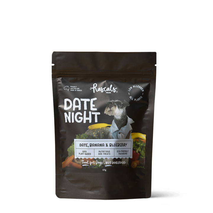 'Date Night' 100% Plant-Based Dog Treats  - Date, Banana & Blueberry - 125g