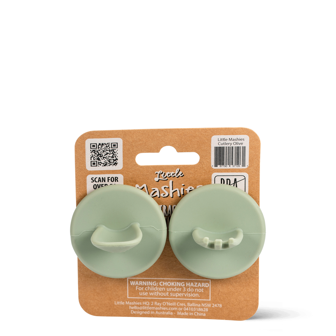 Silicone Distractor Cutlery - Olive