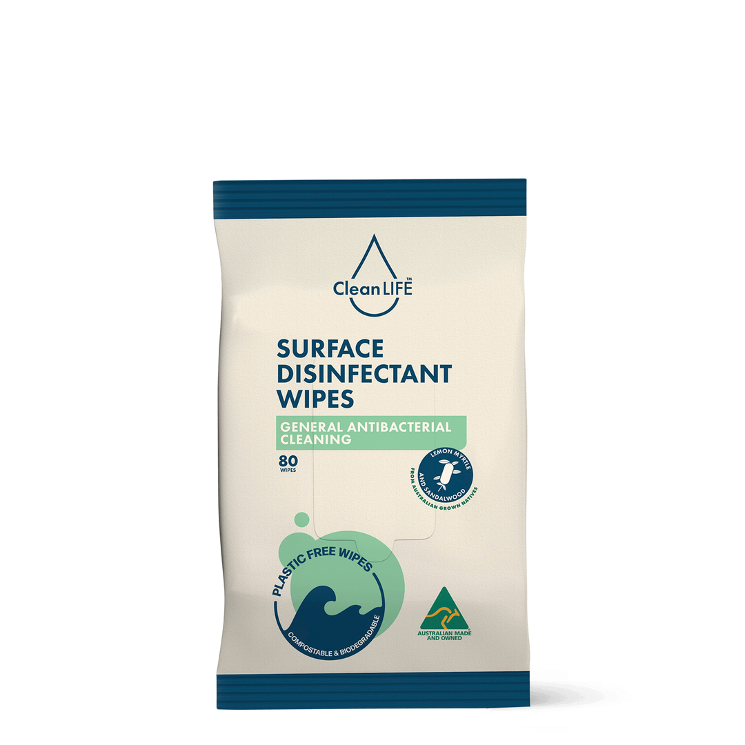 Surface Disinfectant Anti-Bacterial Plastic-Free Wipes - 80 Pack