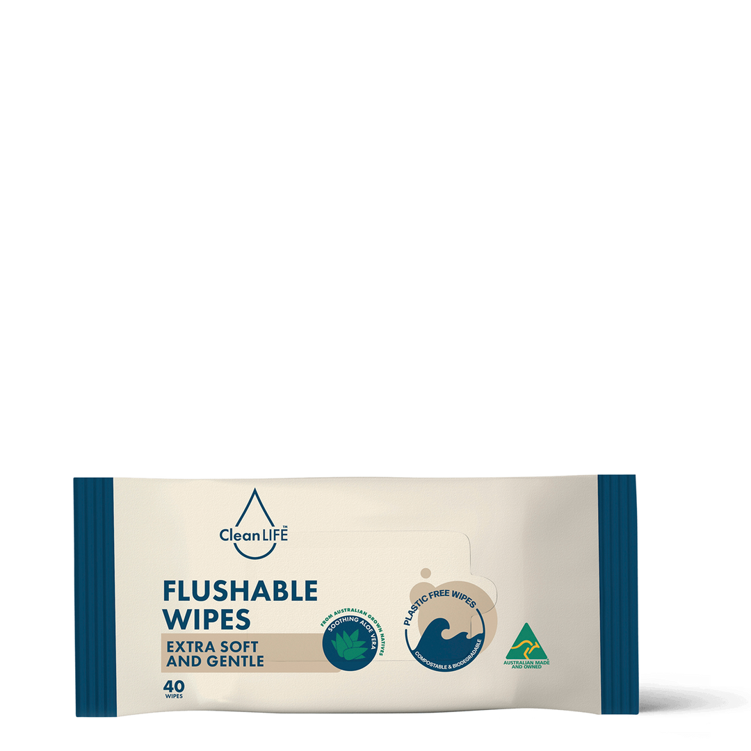 Flushable Plastic Free Wipes Extra Soft and Gentle - 40 Pack